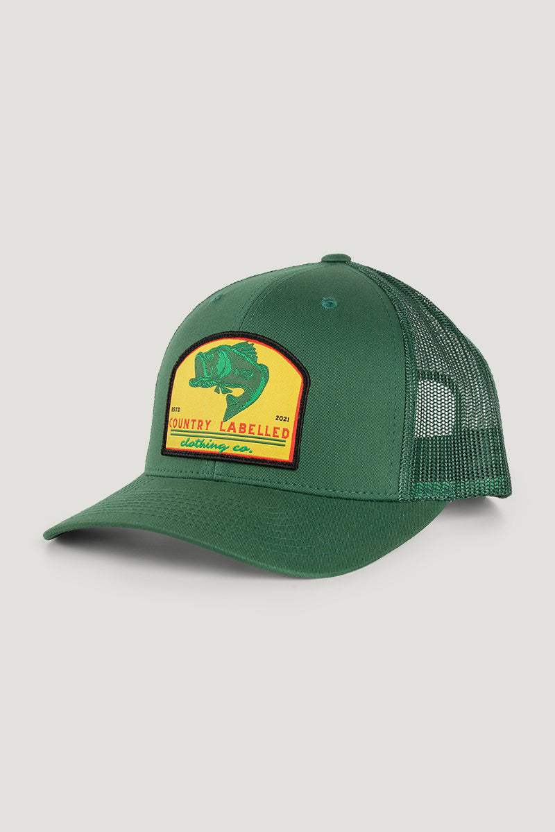 Country Labelled Cap - Green Bass Fishing