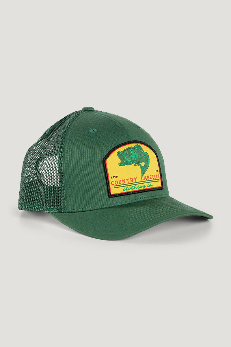 Country Labelled Cap - Green Bass Fishing