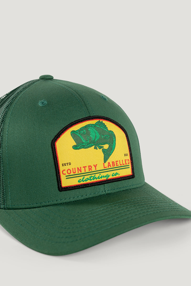 Country Labelled Cap - Green Bass Fishing