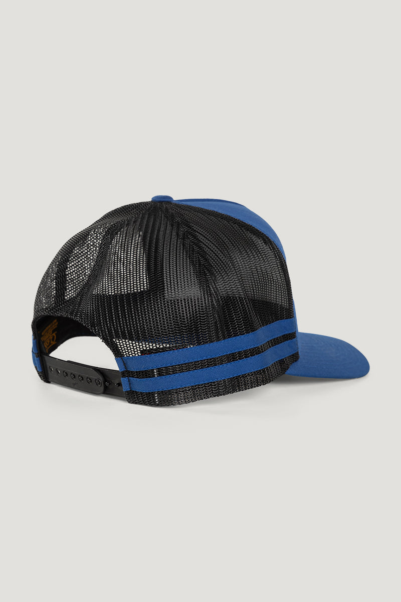 Country Labelled Stripe Cap Blue & Black Tractor