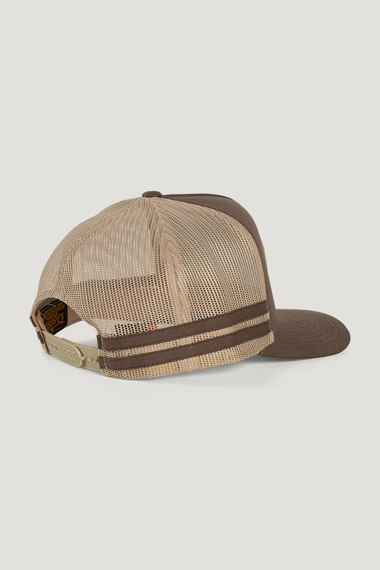 Country Labelled Stripe Cap Brown & Gold Reining Horse