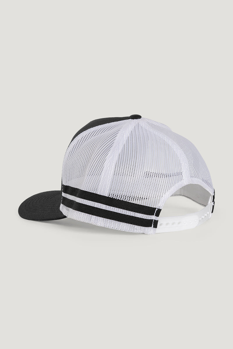 Country Labelled Stripe Cap Black & White