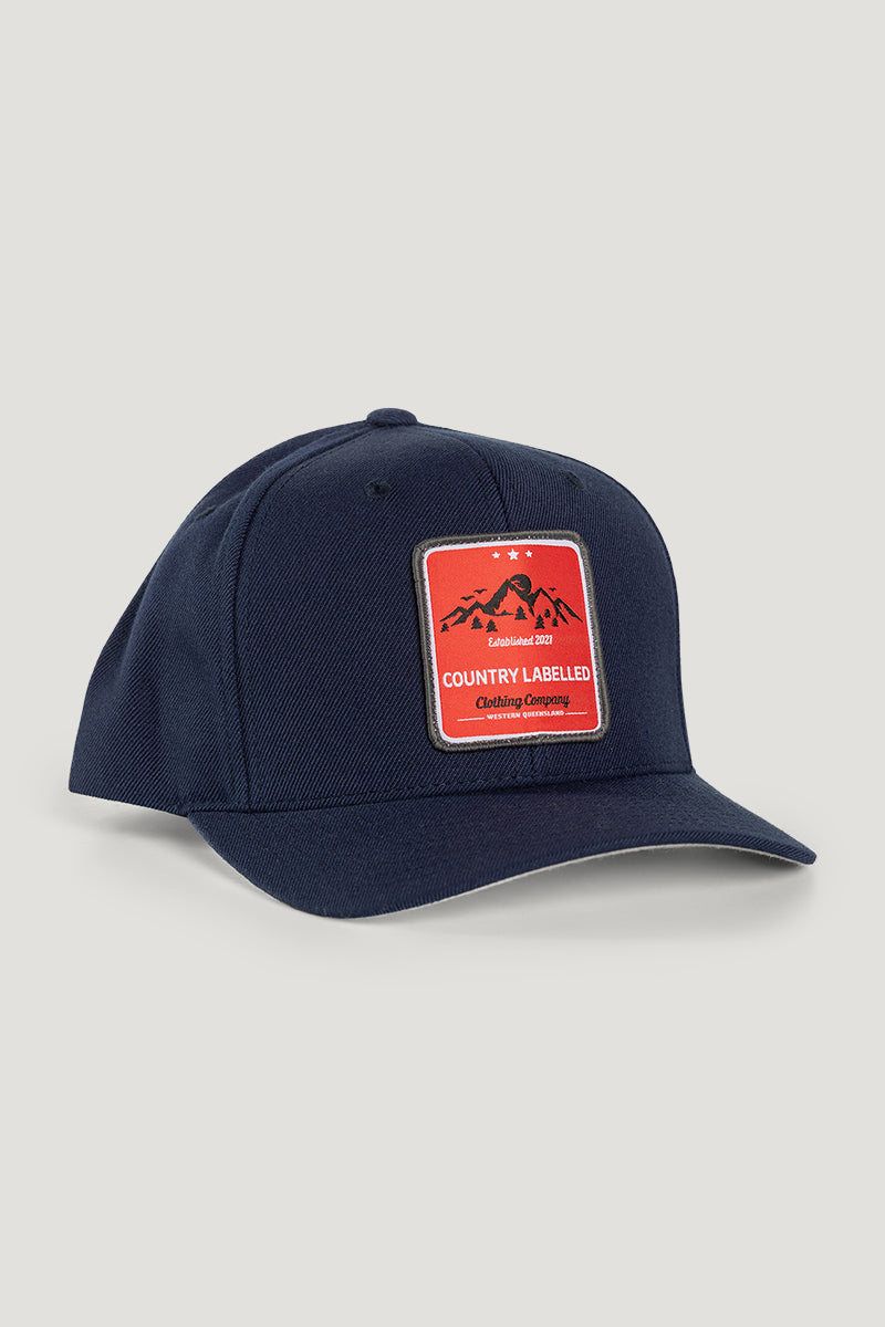 Country Labelled Mountain Cap Navy & Red