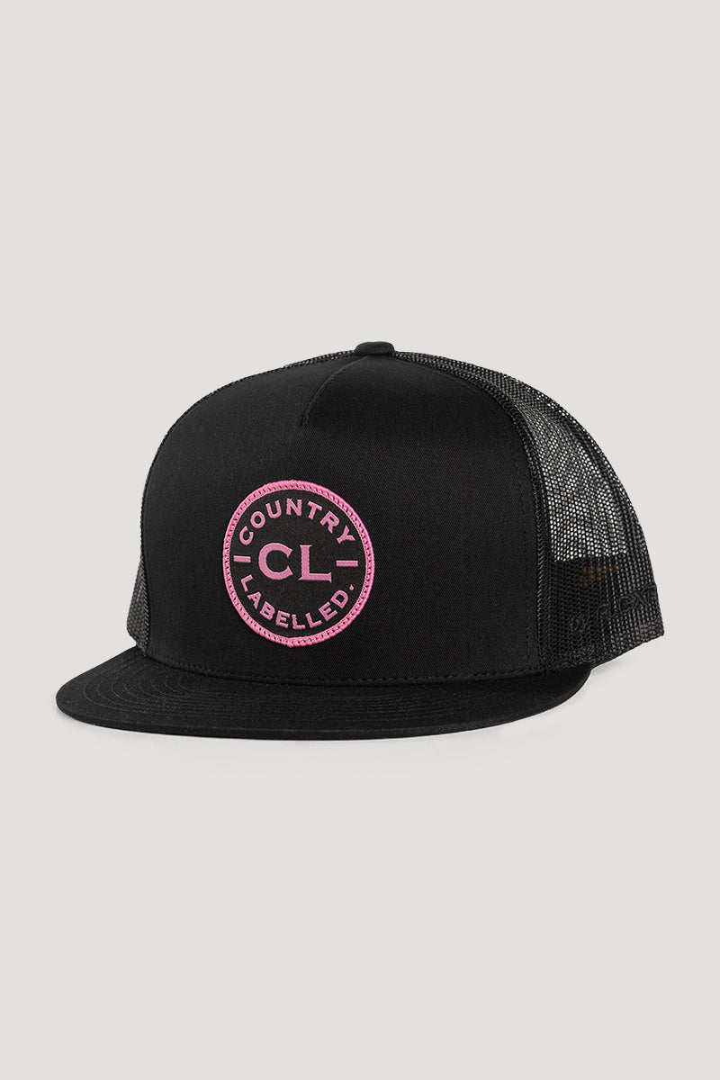 Country Labelled Hi Trucker Cap - Black - Pink