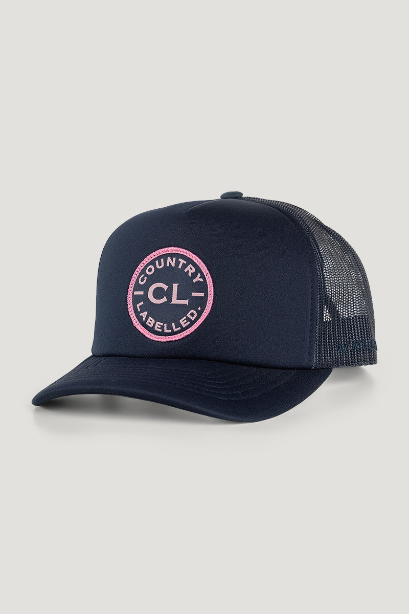 Country Labelled Hi Trucker Cap Foam - Navy & Pink