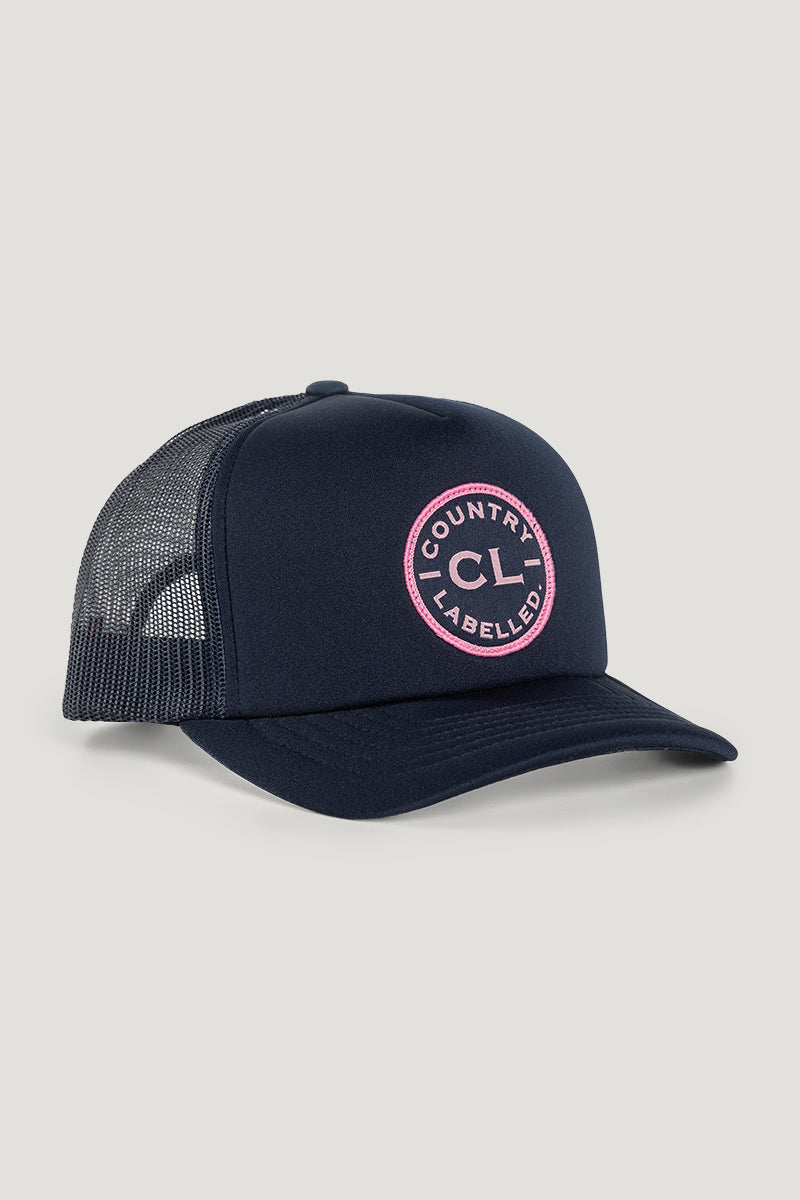 Country Labelled Hi Trucker Cap Foam - Navy & Pink