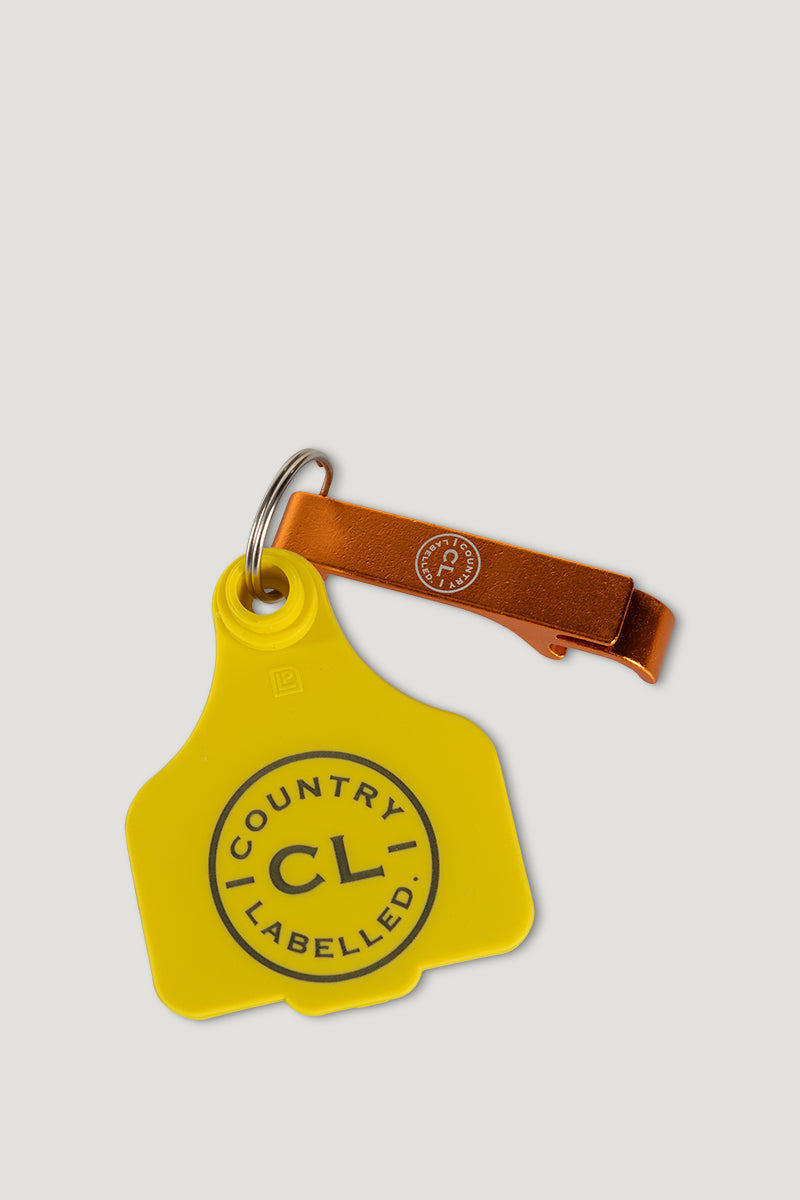 CL Cattle Tag with Bottle Opener - Yellow