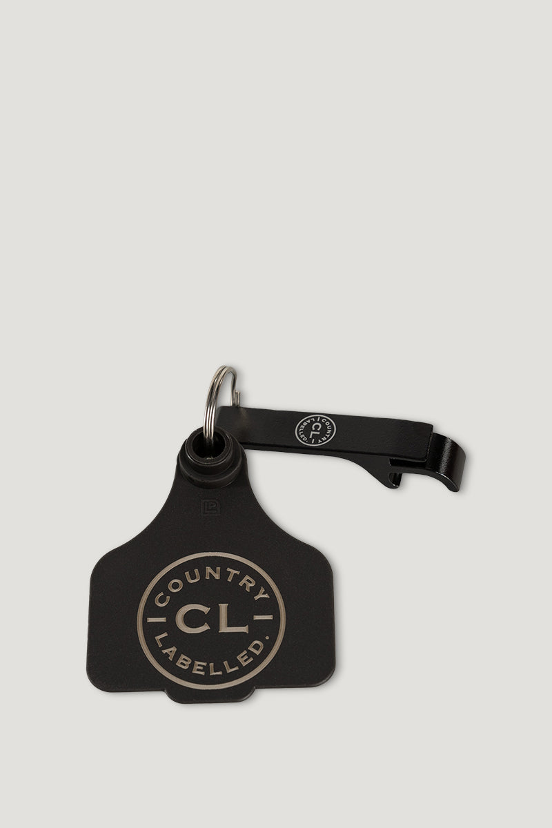 CL Cattle Tag with Bottle Opener - Black