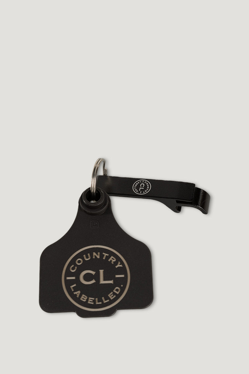 CL Cattle Tag with Bottle Opener - Black