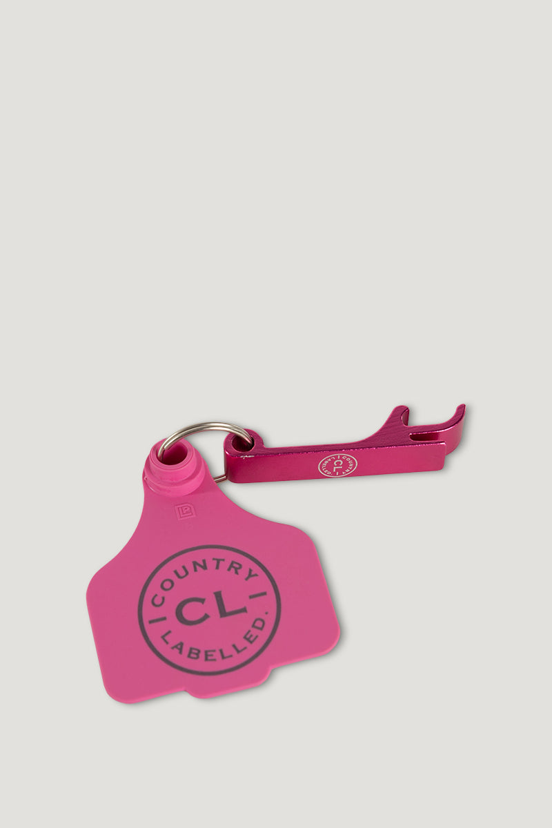 CL Cattle Tag with Bottle Opener - Pink