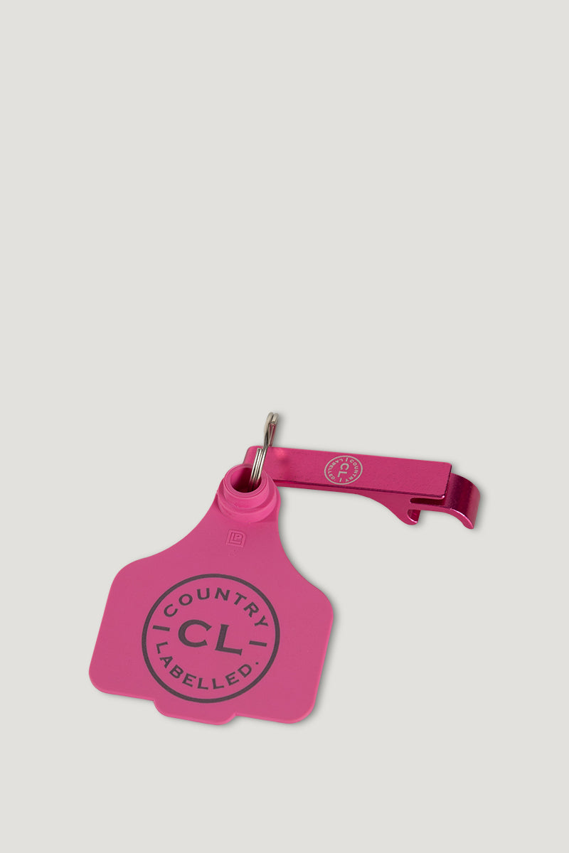 CL Cattle Tag with Bottle Opener - Pink