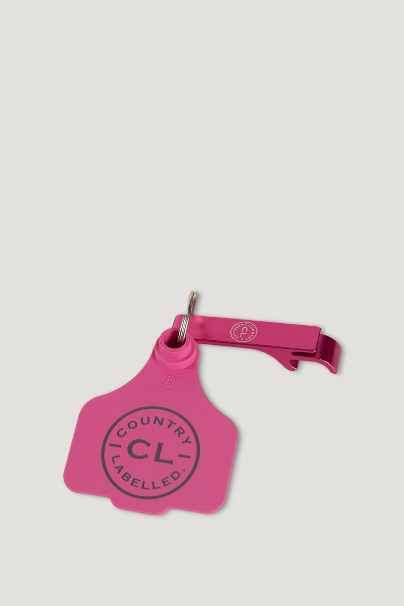 CL Cattle Tag with Bottle Opener - Pink