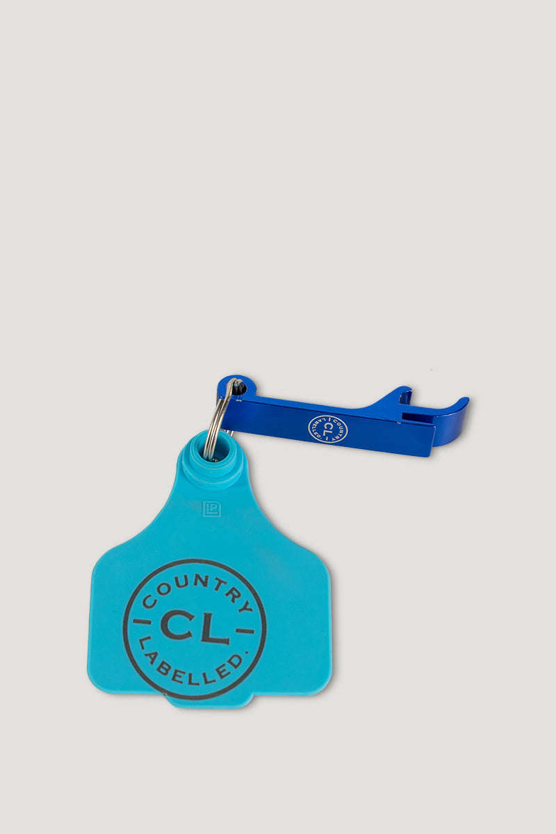 CL Cattle Tag with Bottle Opener - Blue