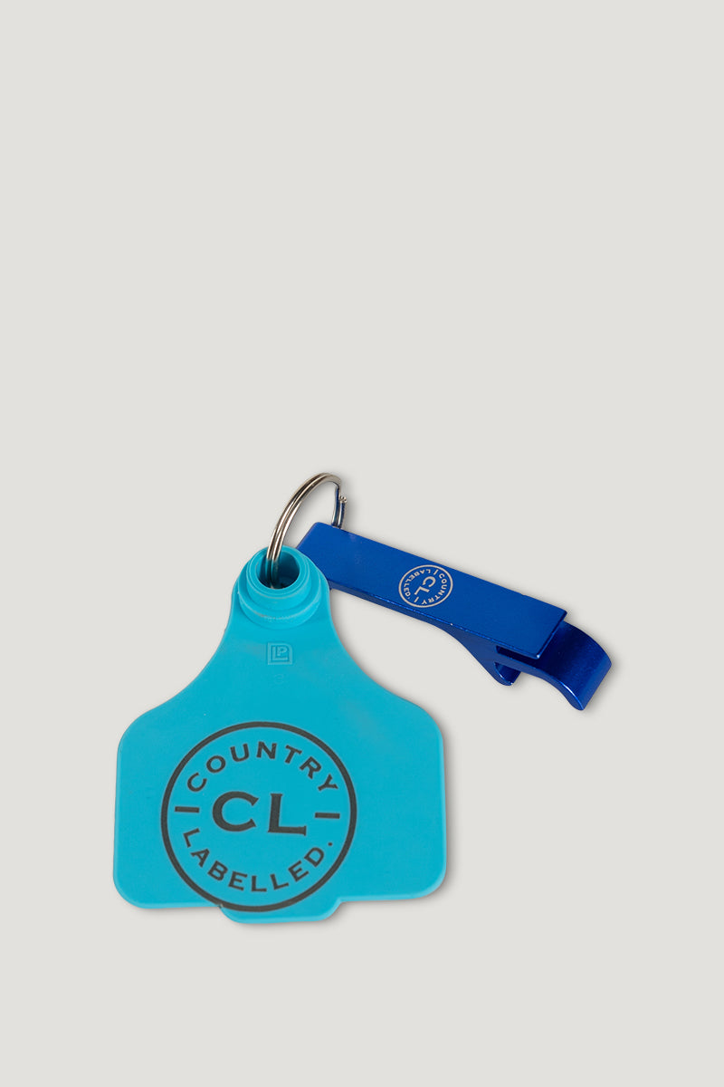 CL Cattle Tag with Bottle Opener - Blue
