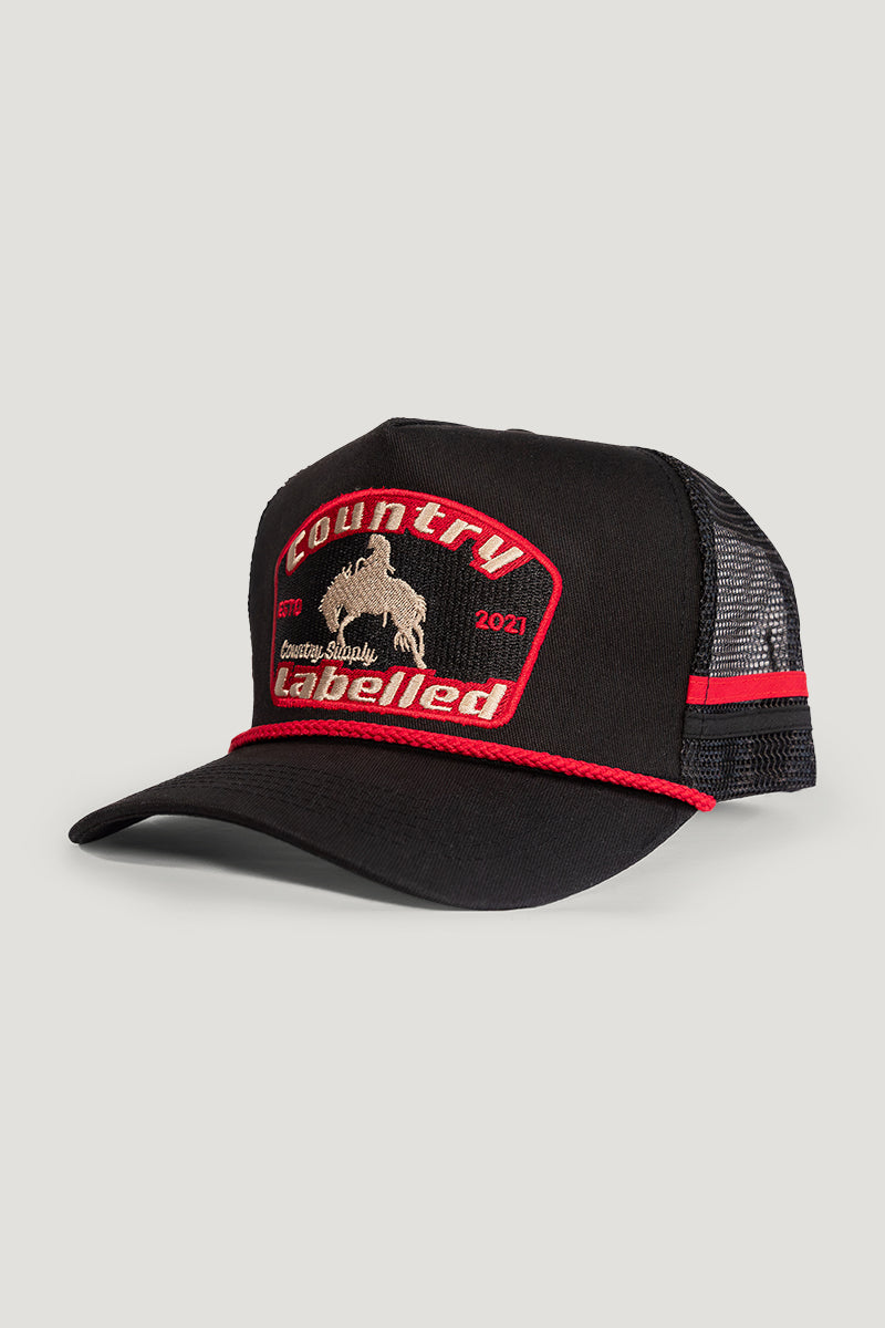 Country Labelled Cap - CL Bronc - Black & Red