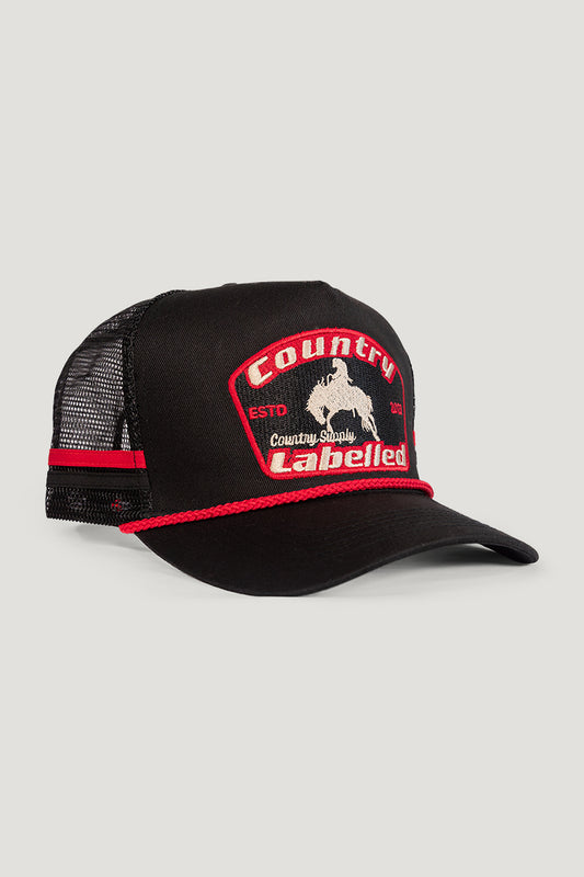 Country Labelled Cap - CL Bronc - Black & Red