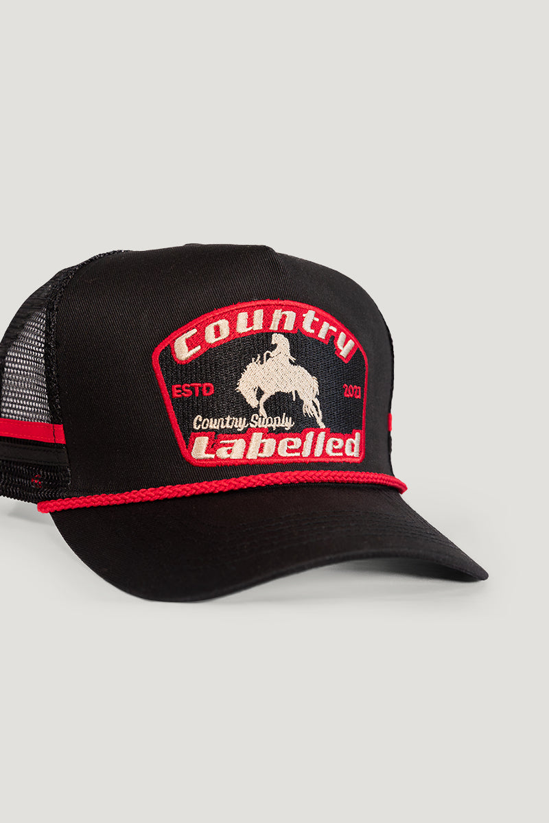 Country Labelled Cap - CL Bronc - Black & Red