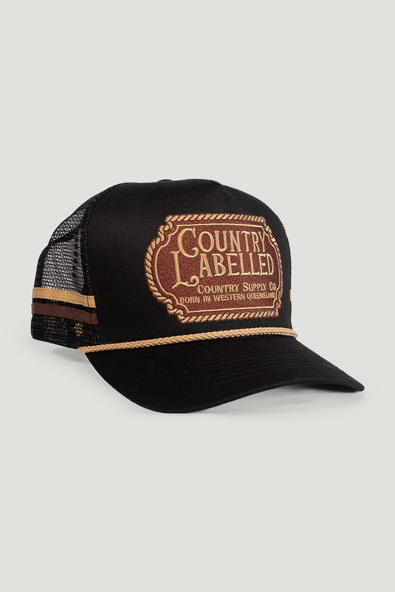 Country Labelled Cap - CL Badge Black & Gold