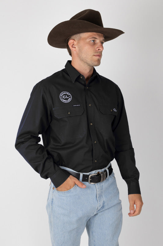 THE CATTLEMAN’S FULL BUTTON WORK SHIRT - BLACK
