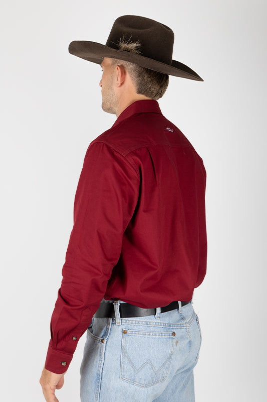 THE CATTLEMAN’S FULL BUTTON WORK SHIRT - BURGUNDY