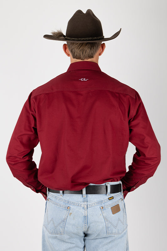 THE CATTLEMAN’S FULL BUTTON WORK SHIRT - BURGUNDY