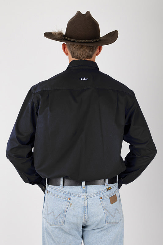 THE CATTLEMAN’S FULL BUTTON WORK SHIRT - BLACK