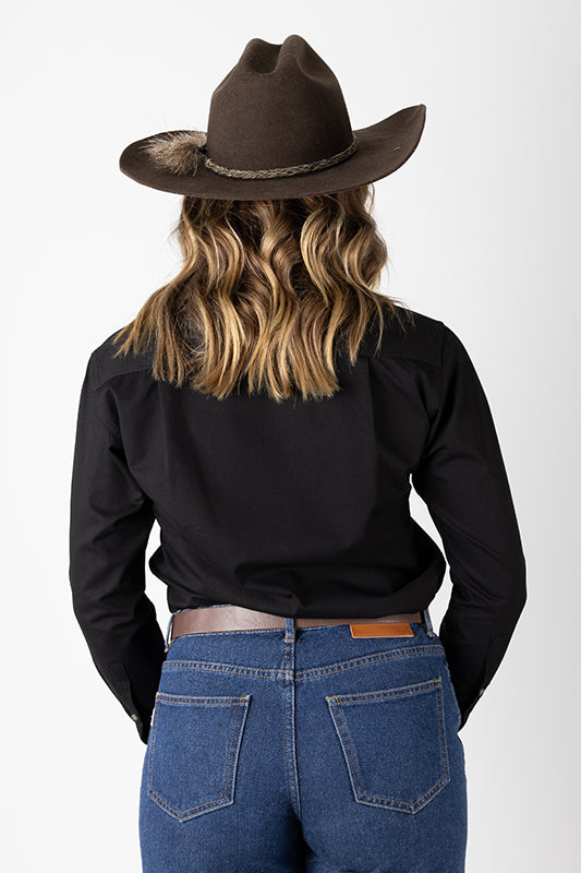 THE MATILDA FULL BUTTON WORK SHIRT - BLACK