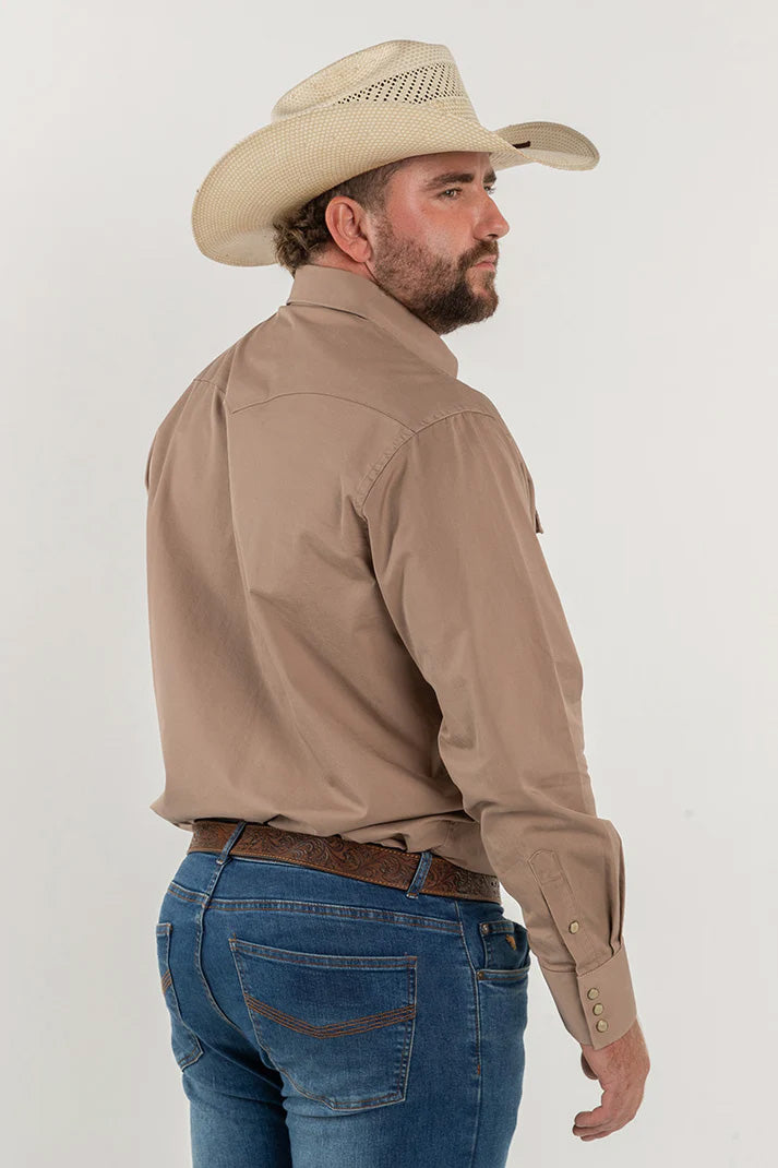 CL Cowboy Pearl Snap Button Up - Coffee