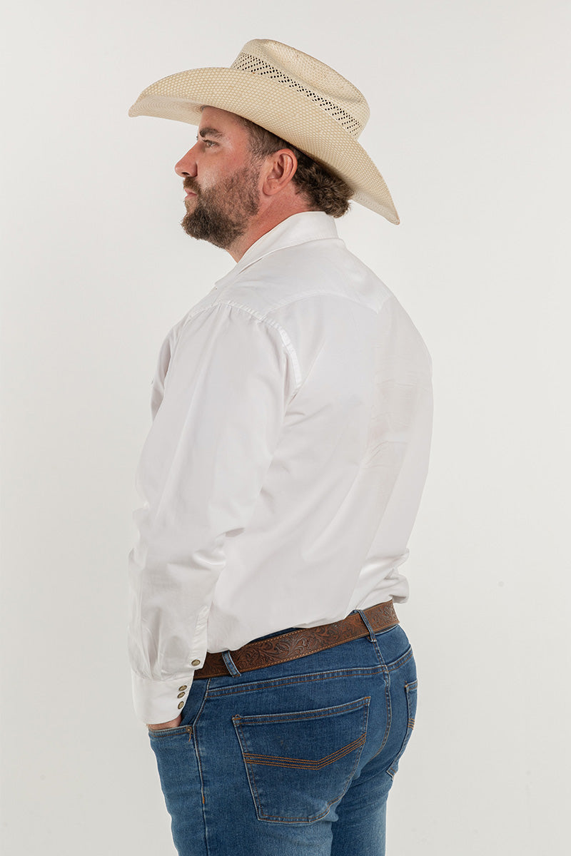 CL Cowboy Pearl Snap Button Up - White