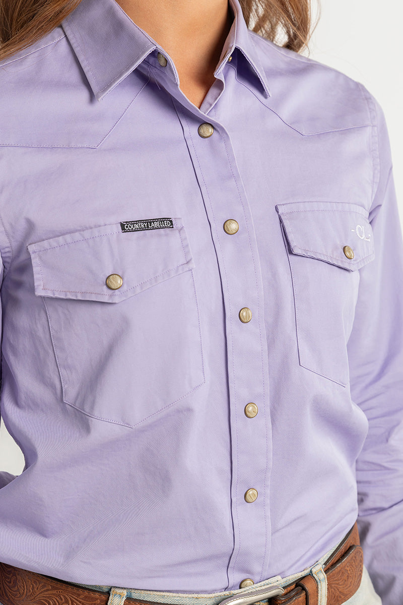 CL Cowgirl Pearl Snap Button Up - Lilac