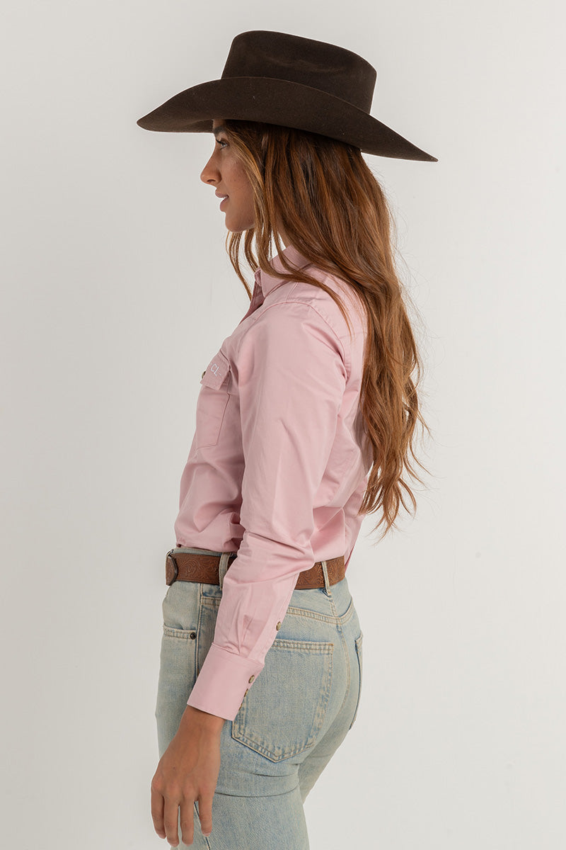 CL Cowgirl Pearl Snap Button Up - Pale Pink