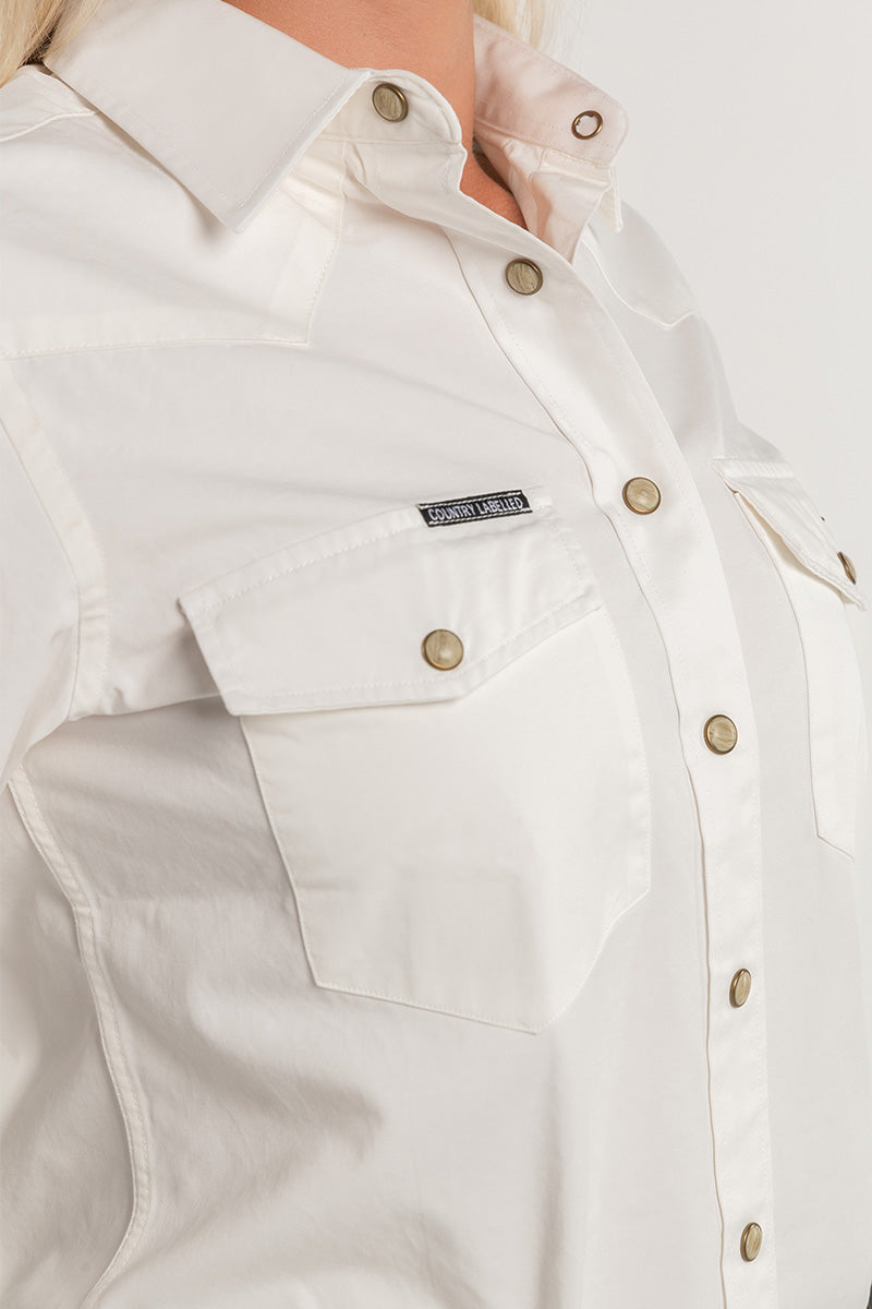 CL Cowgirl Pearl Snap Button Up - White