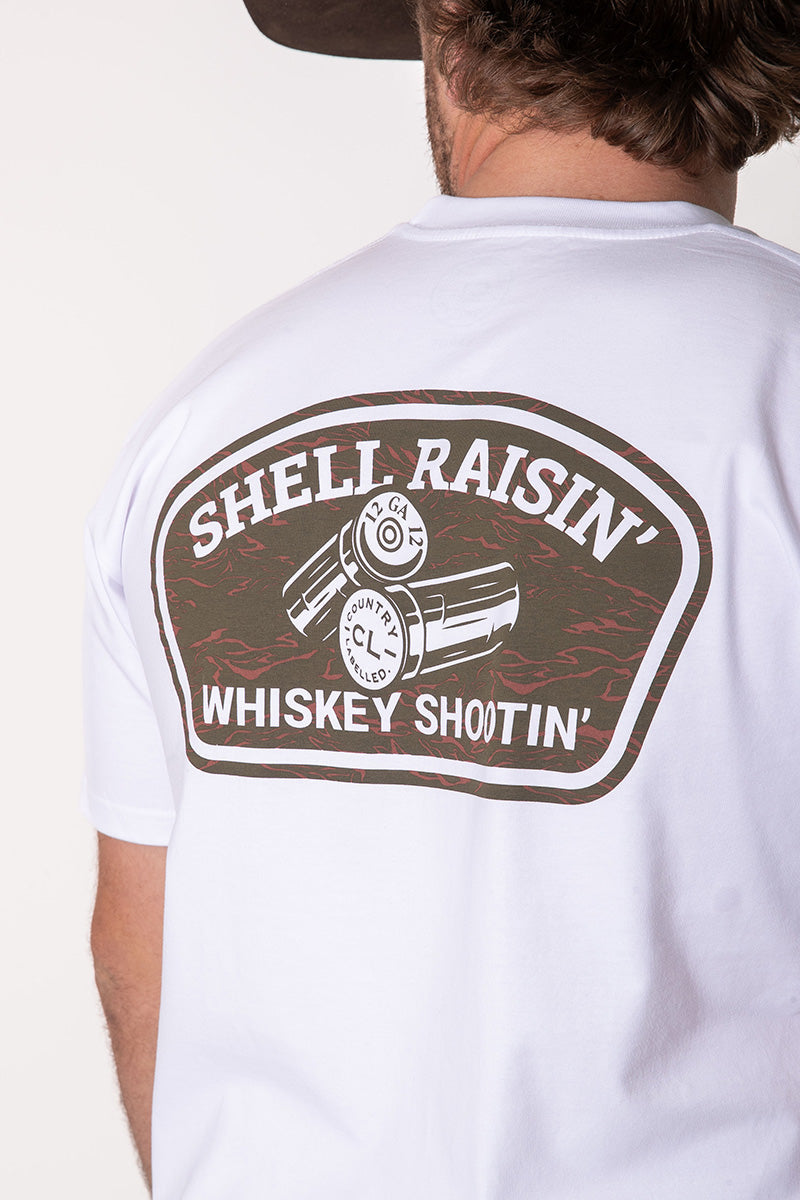 CL T Shirt - White - Shell Raisin' Whiskey Shootin'