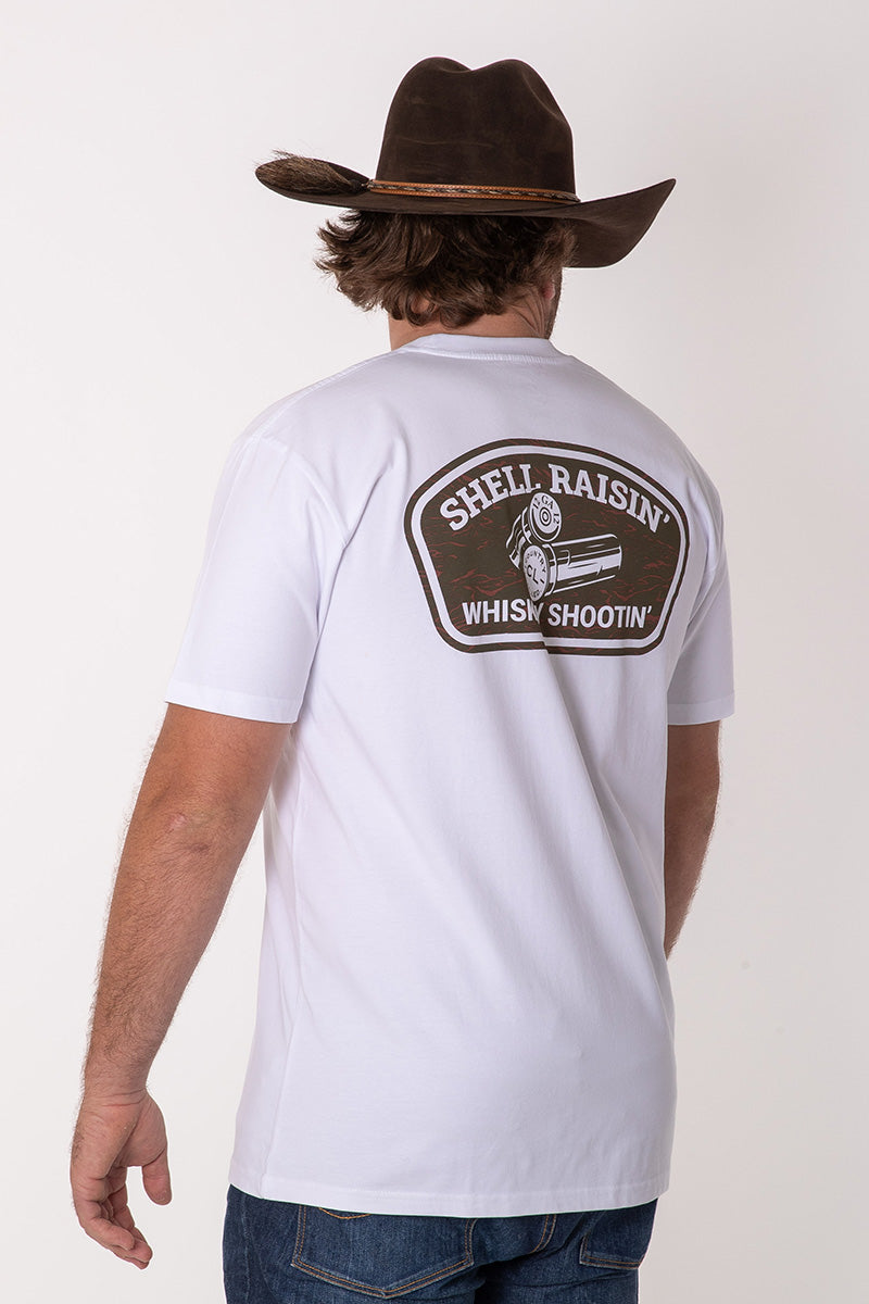 CL T Shirt - White - Shell Raisin' Whiskey Shootin'