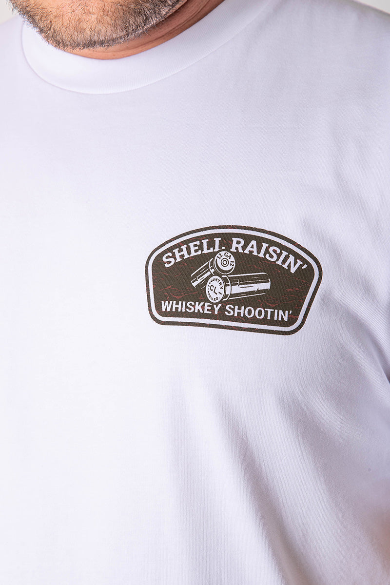 CL T Shirt - White - Shell Raisin' Whiskey Shootin'