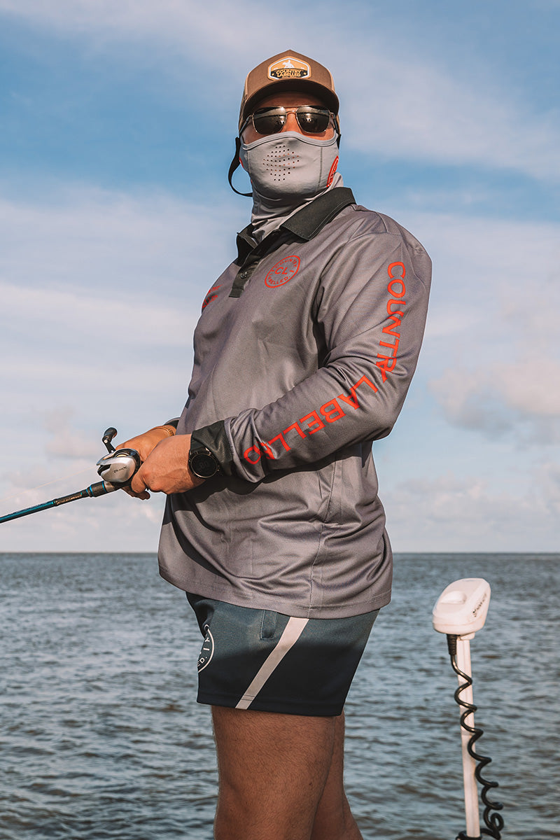 Signature Fishing Shirt - Storm Grey & Red