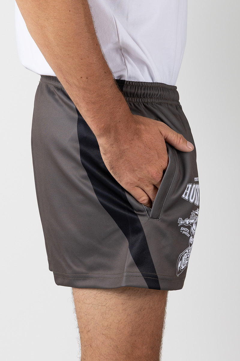 Footy Shorts - Honky Tonk - Charcoal - Black