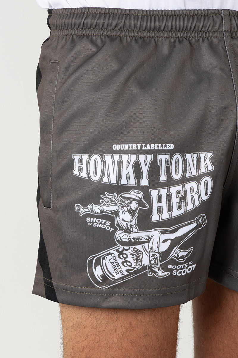 Footy Shorts - Honky Tonk - Charcoal - Black