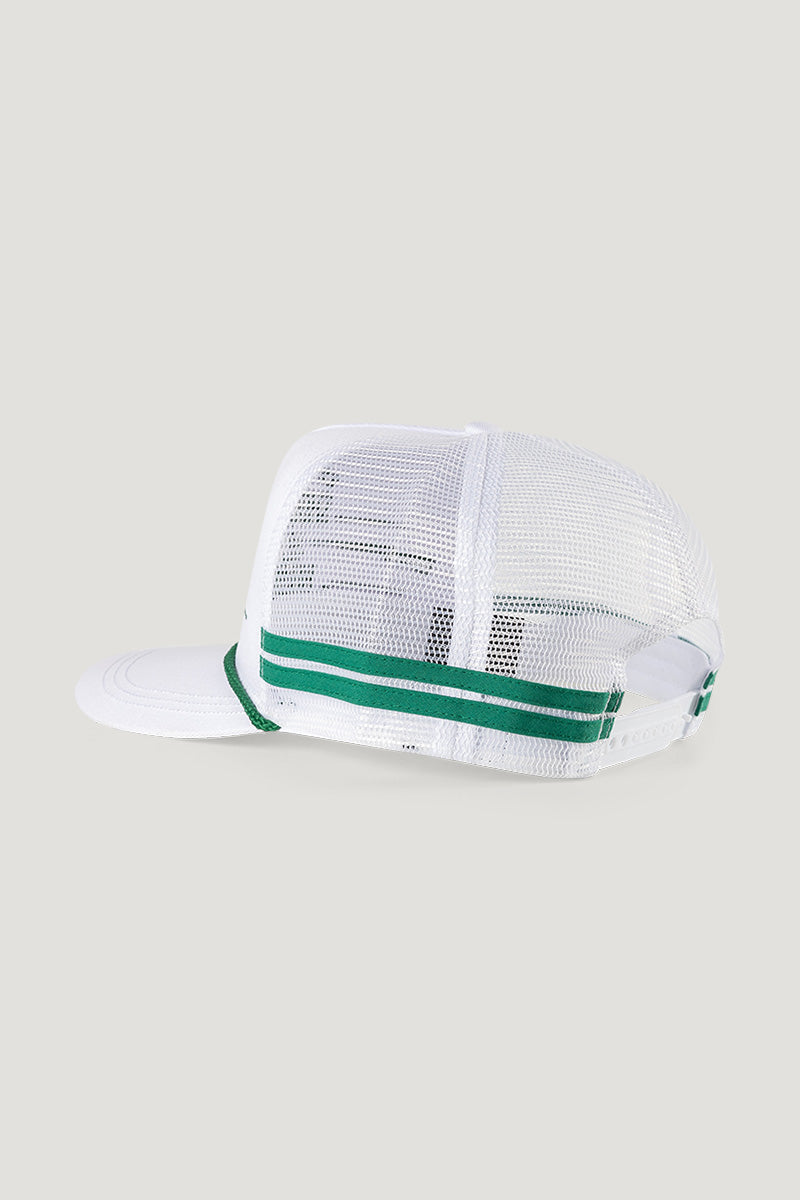 Country Labelled Golf Cap With Magnetic Ball Marker - Shooting Birdies - White & Green