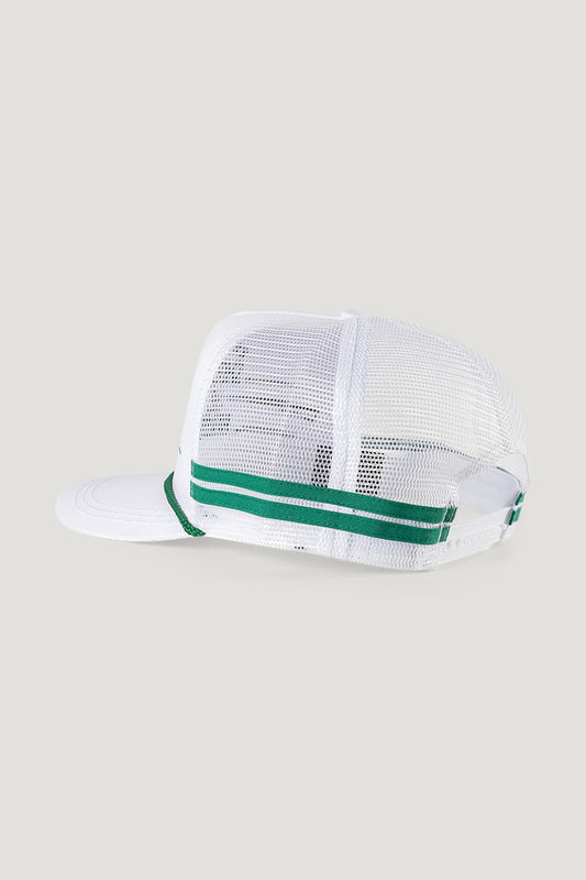 Country Labelled Golf Cap With Magnetic Ball Marker - Shooting Birdies - White & Green
