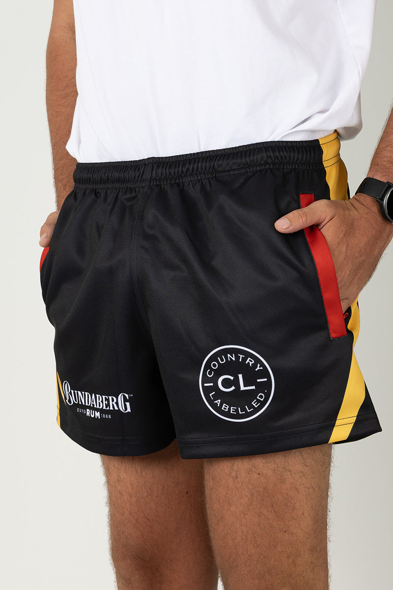 Footy Shorts - Bundy Rum - Black