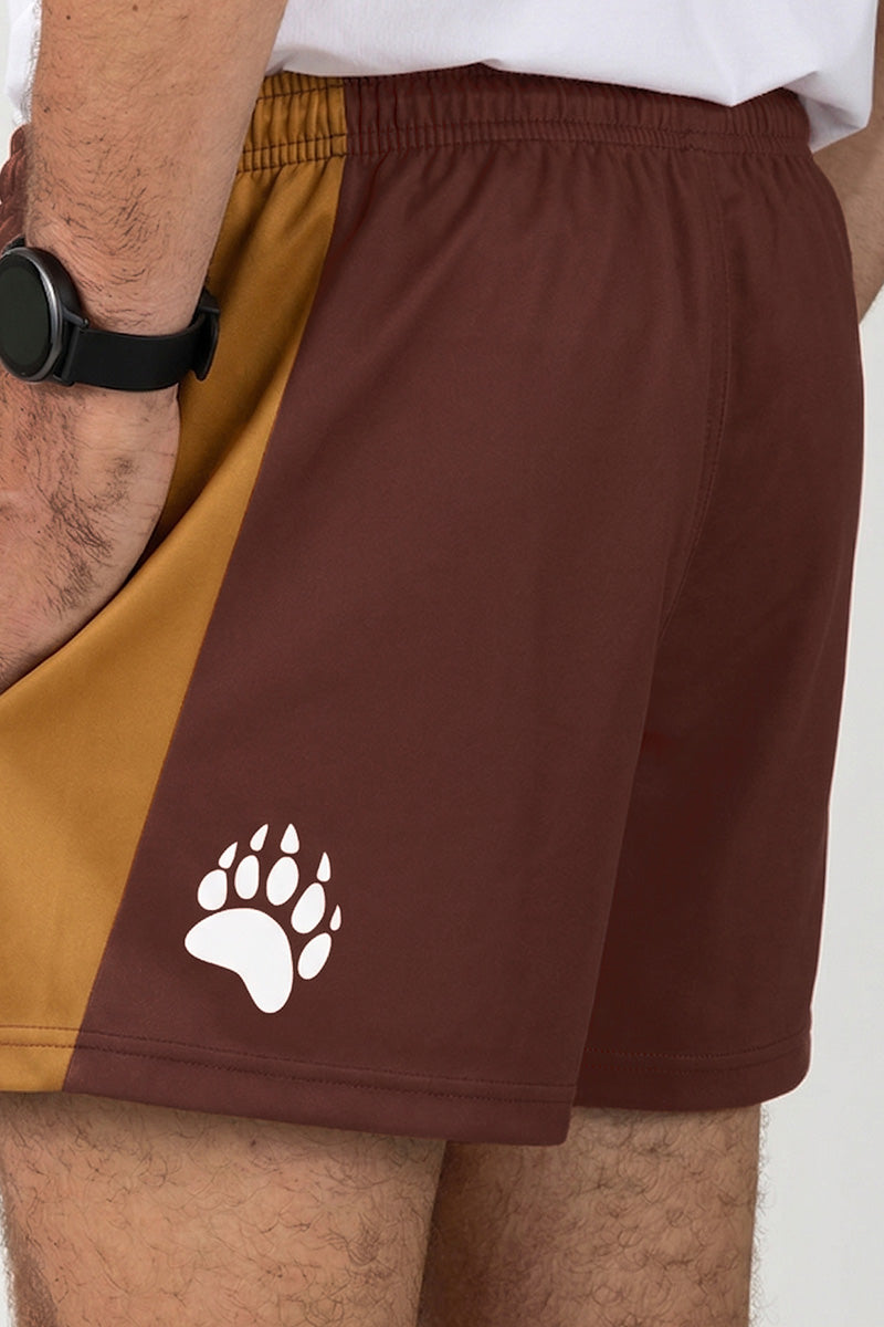 Footy Shorts - Bundy Rum - Brown & Tan