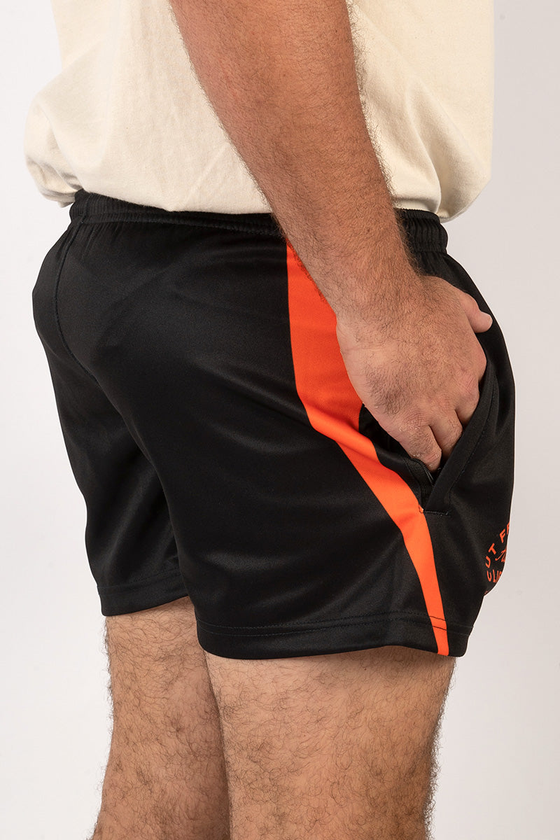 Footy Shorts Black & Burnt Orange