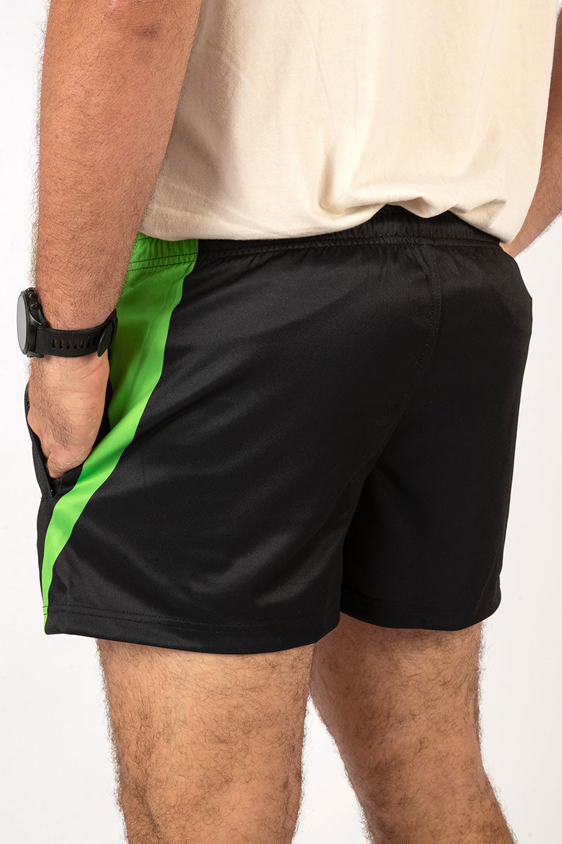 Footy Shorts Black & Electric Green