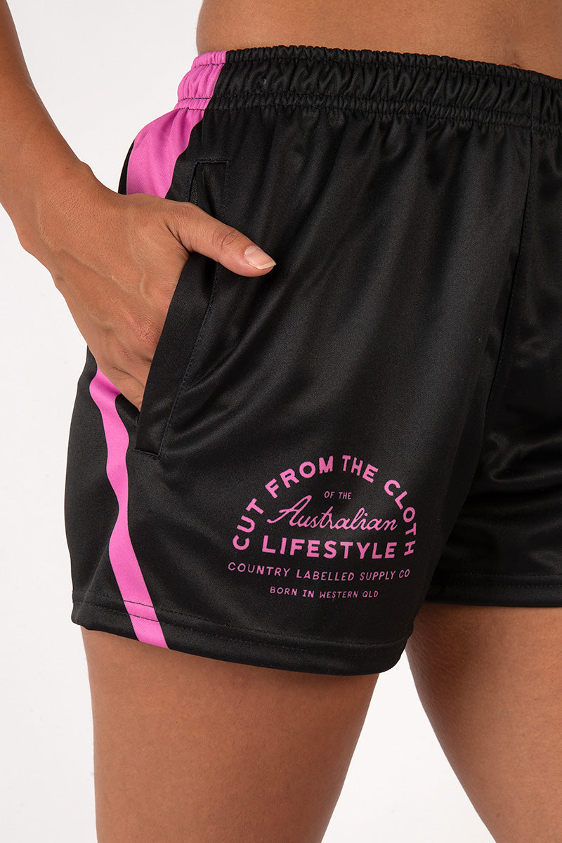 Footy Shorts Black & Pink