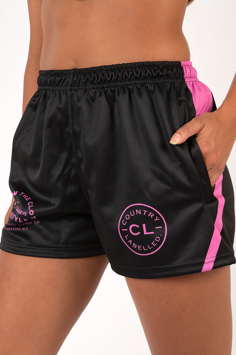 Footy Shorts Black & Pink