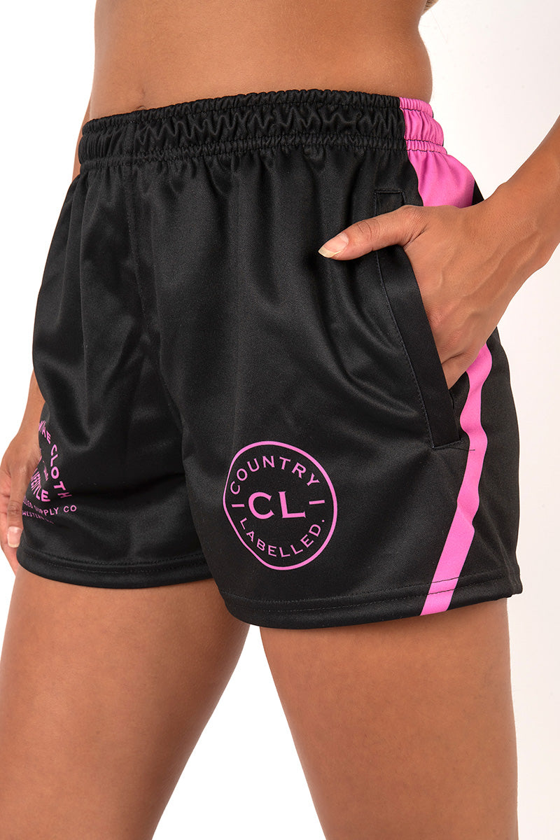 Footy Shorts Black & Pink