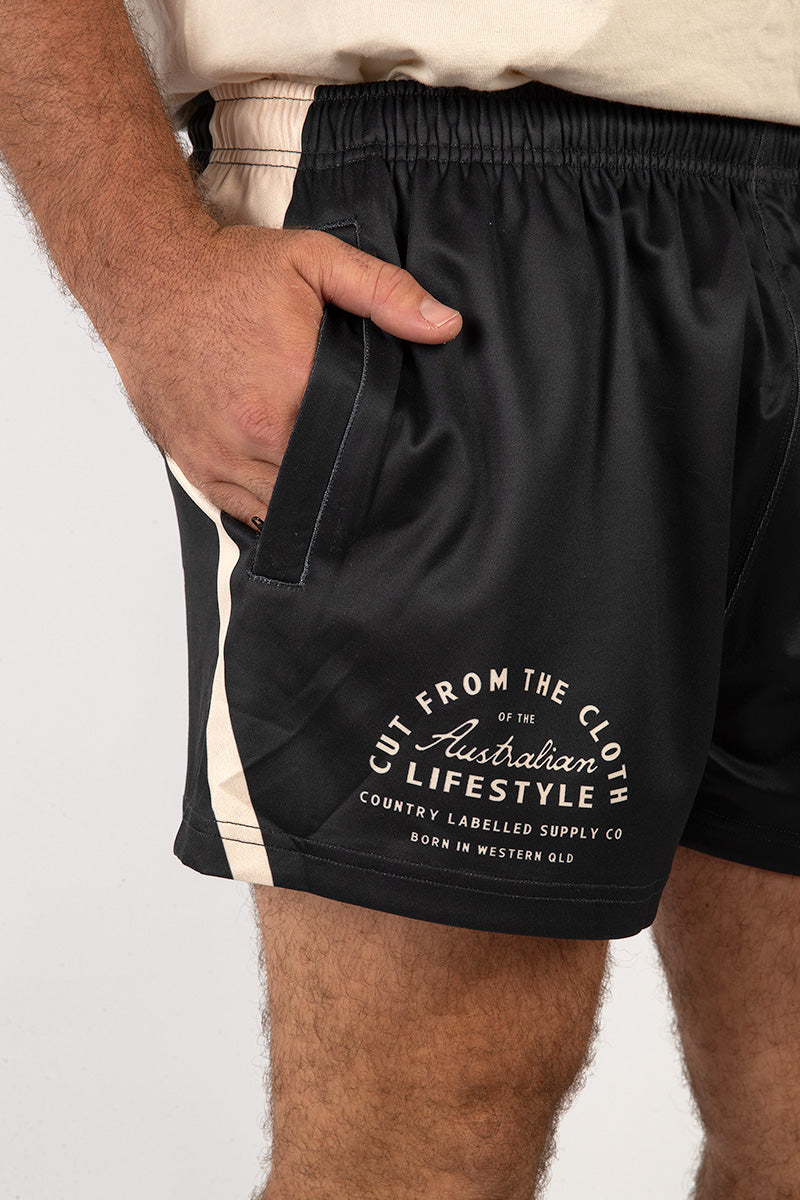 Footy Shorts Black & Tan