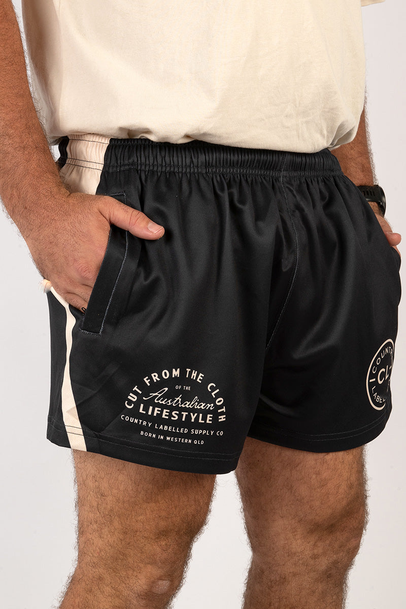 Footy Shorts Black & Tan