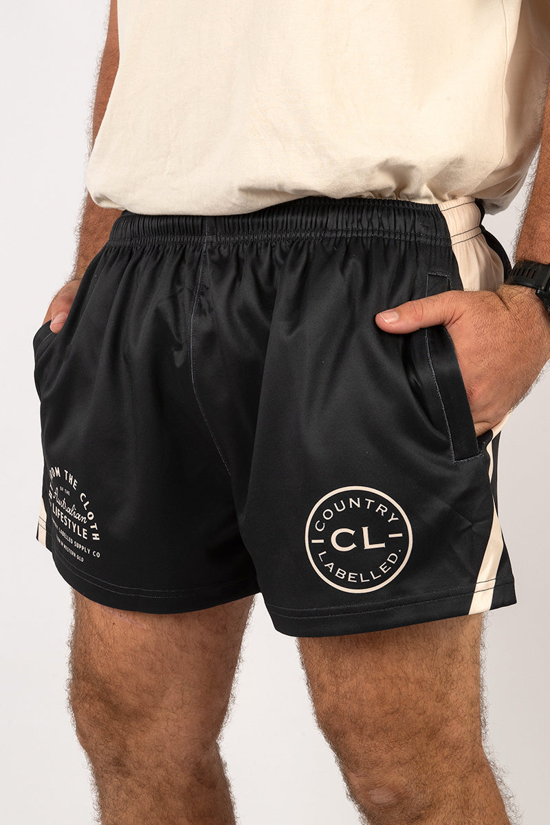 Footy Shorts Black & Tan